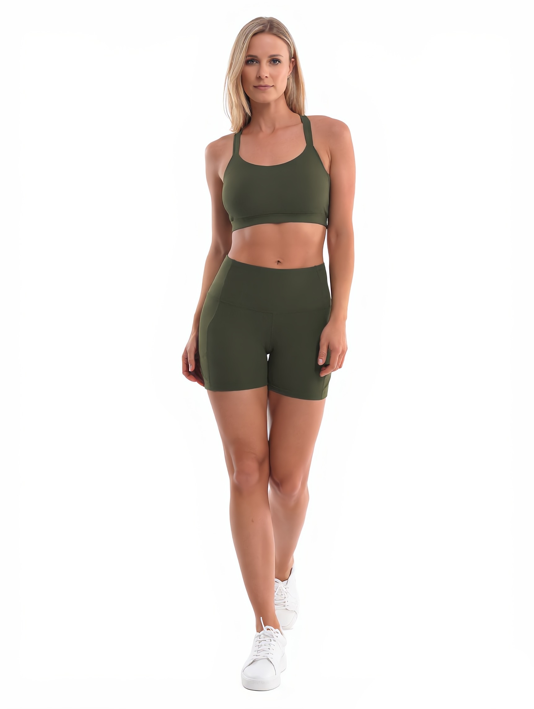 Yoga Shorts in Green — The Curvy Fit Club style look